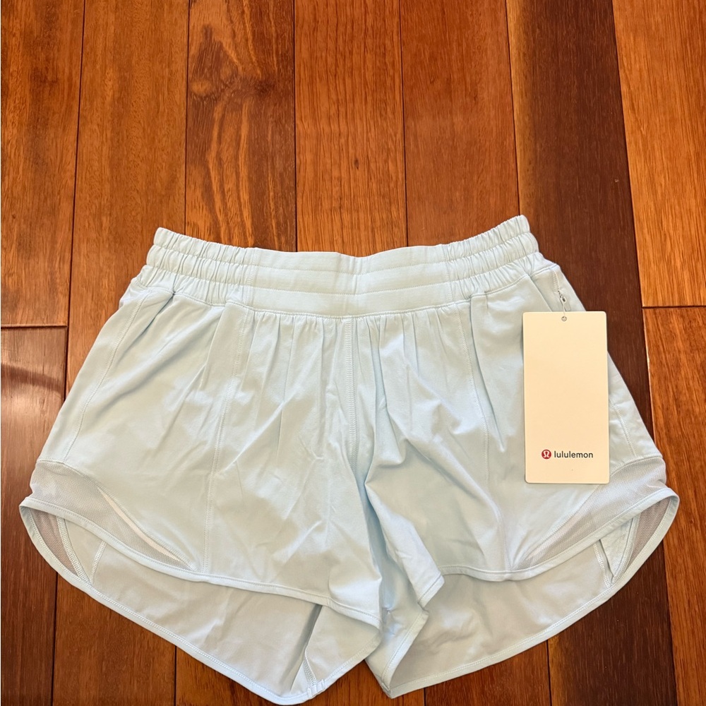 NWT lululemon athletica Light Blue Hotty Hot 4” Shorts